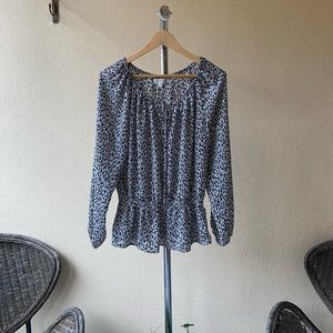 Ellen Tracy Black and White Pattern Blouse Sz M